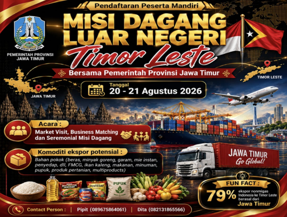 Pemprov Jawa Timur Gelar Misi Dagang Luar Negeri ke Timor Leste Agustus 2026