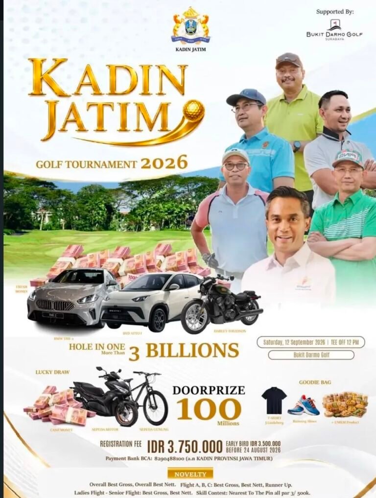 KADIN Jatim Gelar Turnamen Golf Bergengsi di Surabaya, Total Hadiah Tembus Rp3 Miliar