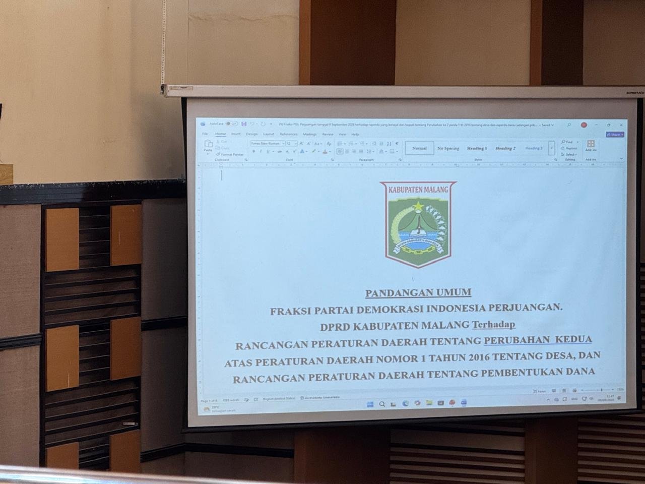 Pandangan Umum Fraksi PDIP pada Rapat Paripurna Kedua