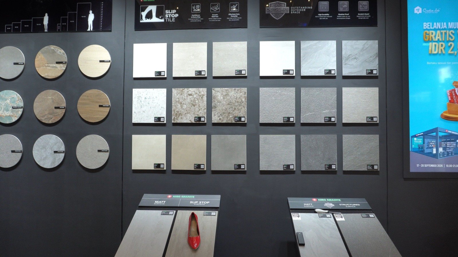 Niro Granite menampilkan teknologi Slip-Stop di IndoBuildTech Surabaya 2026