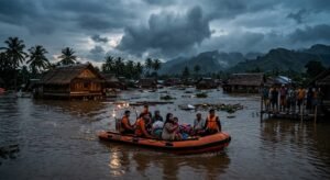 Banjir Aceh dan Sumut merendam permukiman warga dan mengganggu akses jalan setelah hujan deras.