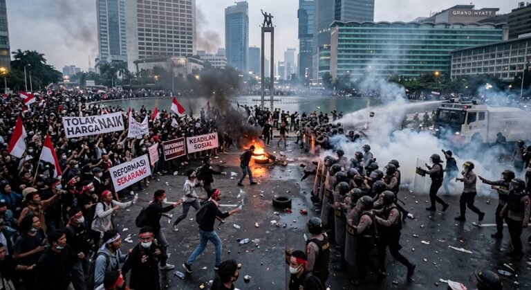 Demo Bundaran HI pada 28 Oktober 2026 diwarnai ketegangan antara mahasiswa dan aparat keamanan