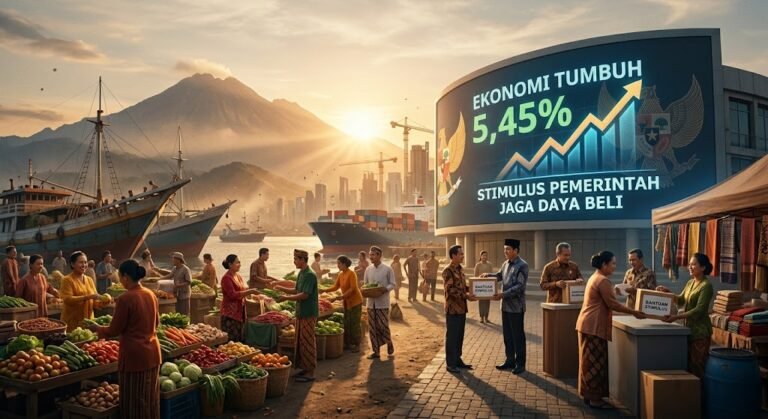 Pertumbuhan ekonomi Indonesia 5,45 persen pada semester I-2026 dan stimulus pemerintah untuk menjaga daya beli masyarakat.