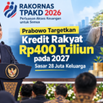 Presiden Prabowo Subianto saat Rakornas TPAKD 2026 membahas perluasan akses keuangan dan target kredit rakyat 2027.