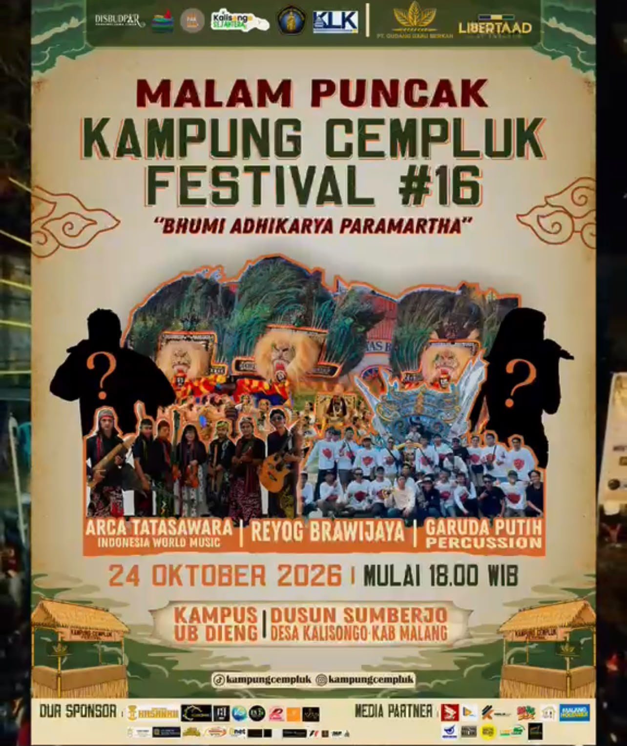 Malam puncak Kampung Cempluk Festival 2026 di Desa Kalisongo, Kabupaten Malang